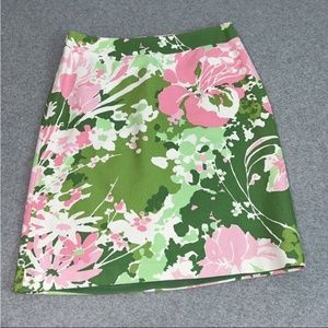 Talbots Floral A Line Skirt in Green and Pink